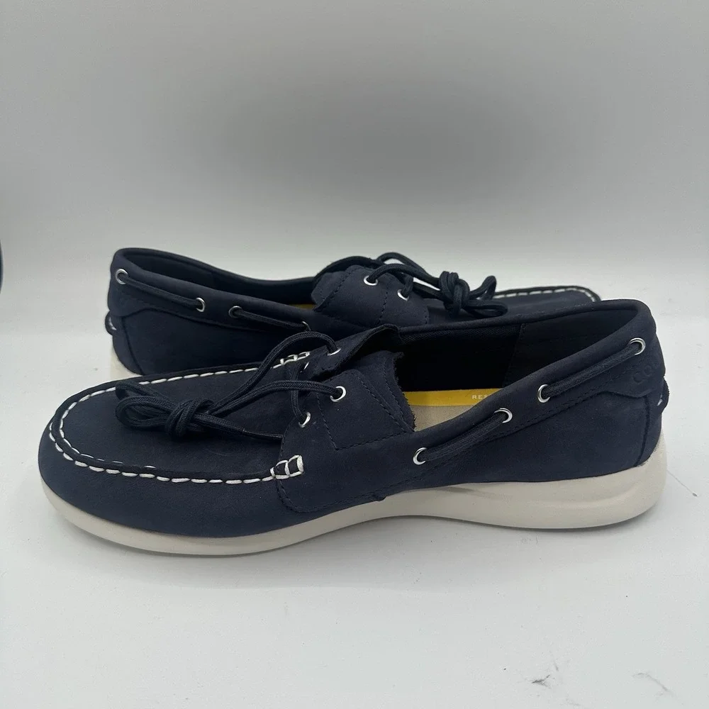 Cole Haan Grand Atlantic Boat Shoes Mens Sz 9 M Marine Navy Blue Lace‎ Up C36080